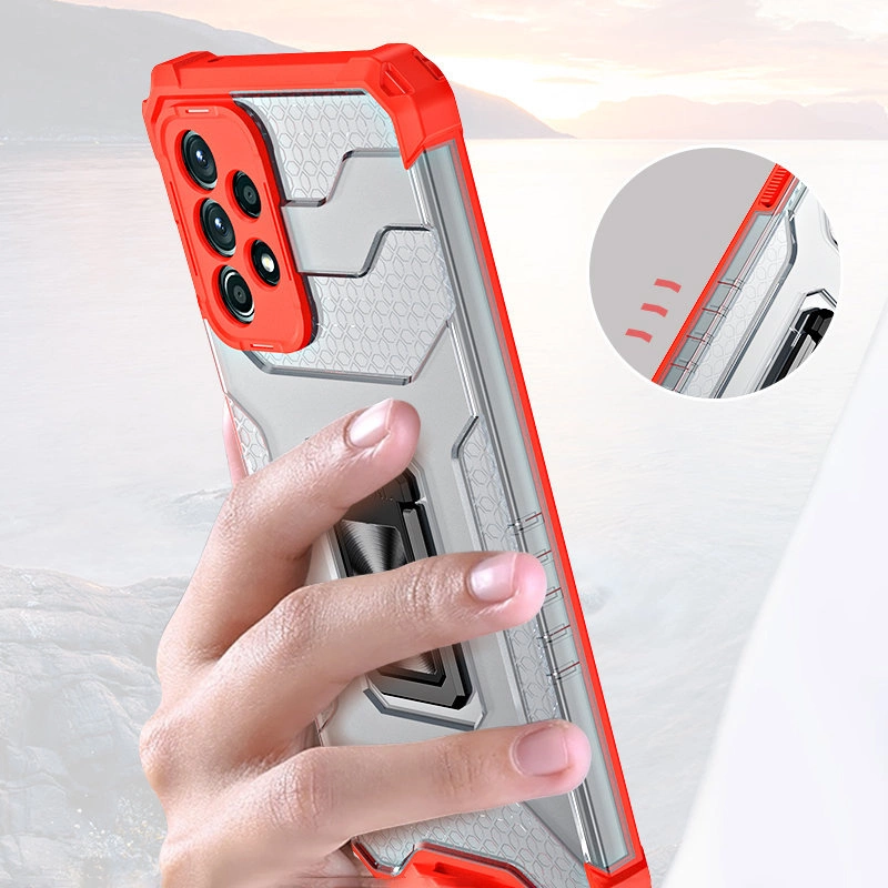 Crystal Ring dėklas su žiedu stovėjimui, tvirtas ir atsparus smūgiams, Samsung Galaxy A72 4G raudonas - Image 9