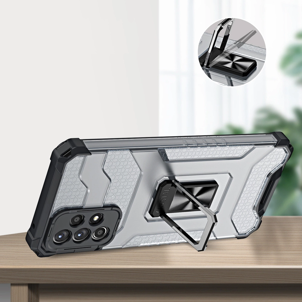 Crystal Ring dėklas su žiedu stovėjimui, tvirtas ir atsparus smūgiams, Samsung Galaxy A72 4G mėlynas - Image 8