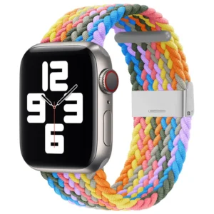 Braided Fabric Strap Bracelet Strap Fabric Band for Apple Watch 42 / 44 / 45 / 49 mm - Multicolor