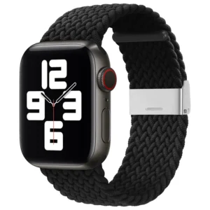 Braided Fabric Strap Bracelet Strap Fabric Band for Apple Watch 42 / 44 / 45 / 49 mm - Black