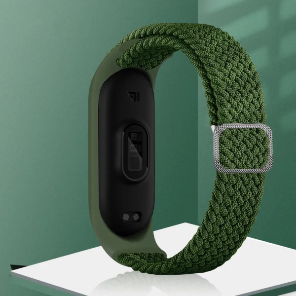 Audinio keičiamas dirželis Xiaomi Mi Band 6 / 5 / 4 / 3 austa apyrankė – pilka - Image 2