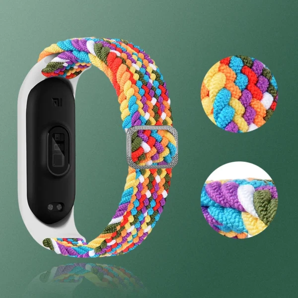Audinio keičiamas dirželis Xiaomi Mi Band 6 / 5 / 4 / 3 austa apyrankė – pilka - Image 4