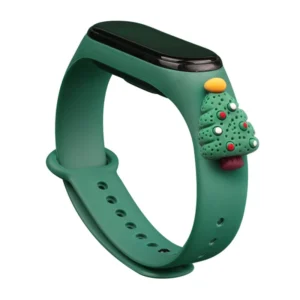 Strap Xmas for Xiaomi Mi Band 3 / 4 Christmas Silicone Strap Bracelet with Christmas Tree - Dark Green