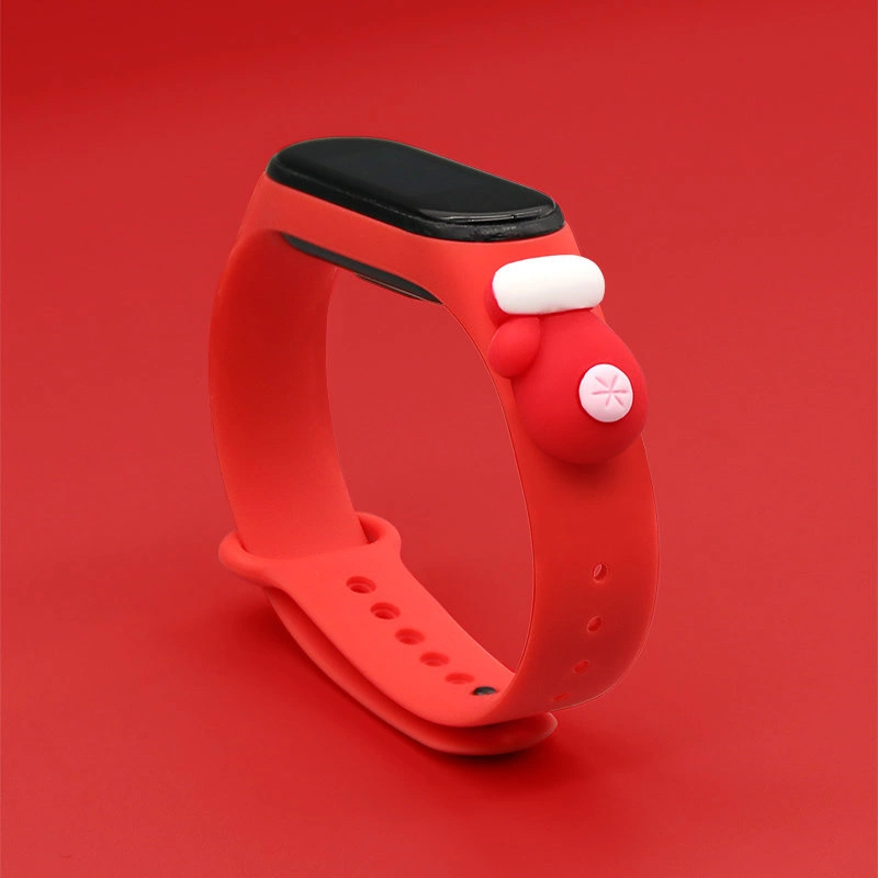 Kalėdinė silikoninė apyrankė Xiaomi Mi Band 5 / 6 su pirštine – raudona - Image 2