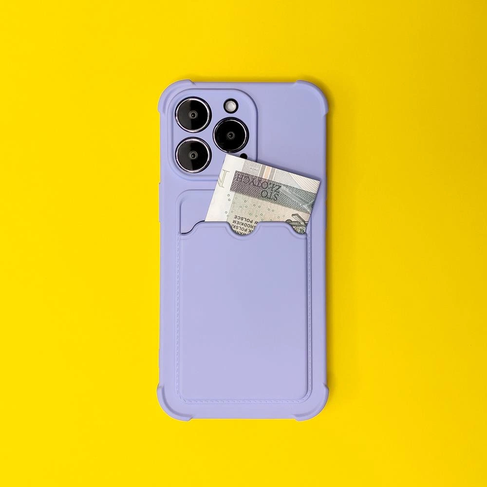 Card Armor dėklas su kortelių kišene iPhone 12 Pro, silikoninė oro pagalvės apsauga, rožinė - Image 5