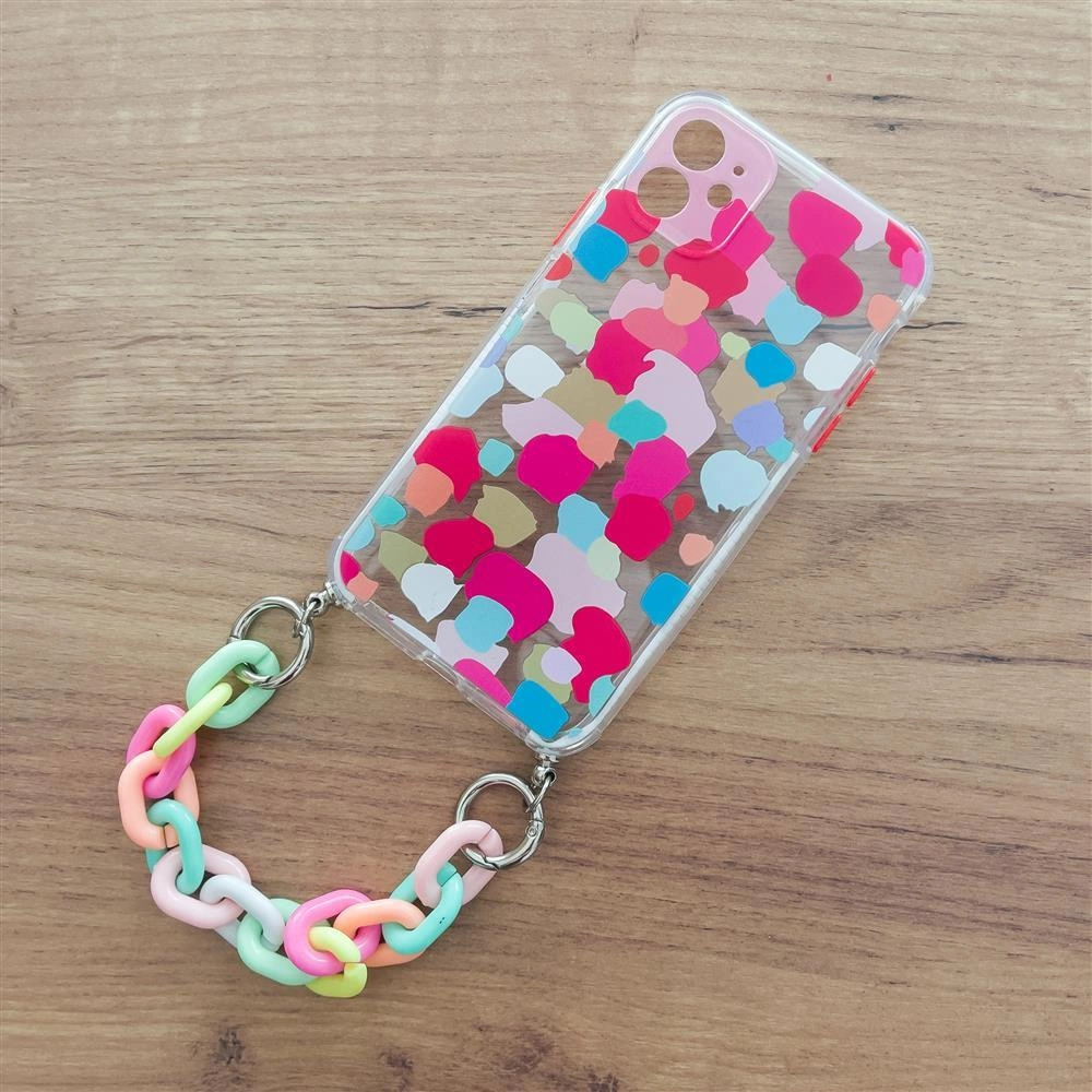 Color Chain Case gelinis lanksčios medžiagos dėklas su grandinėlės pakabuku Samsung Galaxy A12, margas (2) - Image 6