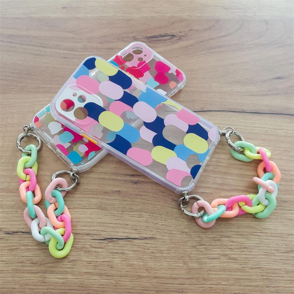 Color Chain Case gelinis lanksčios medžiagos dėklas su grandinėlės pakabuku Samsung Galaxy A12, margas (2) - Image 8