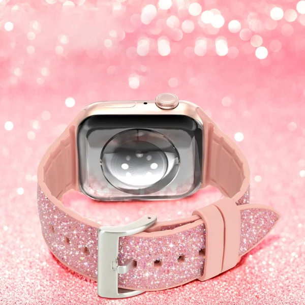 Kingxbar Crystal Fabric Band laikrodžio dirželis 6 / SE / 5/4/3/2 (40mm / 38mm) silikoninis kristalinis dirželis rožinis - Image 3