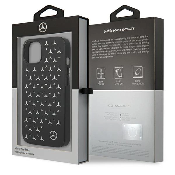 Mercedes MEHCP13SESPBK iPhone 13 mini 5,4" juodas kietas Silver Stars Pattern dėklas - Image 8