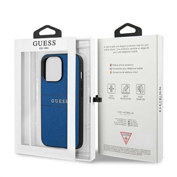 Guess GUHCP13LPSASBBL iPhone 13 Pro / 13 6,1" mėlynas Saffiano Strap dėklas - Image 8