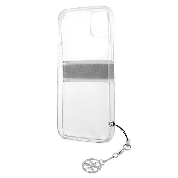 Guess GUHCP13SKB4GGR iPhone 13 mini 5,4" skaidrus kietas 4G Gray Strap Charm dėklas - Image 7