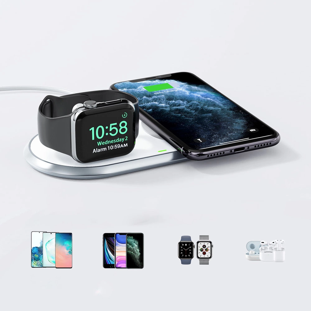 Choetech Qi 2in1 belaidis įkroviklis telefonams / Apple Watch su stoveliu (MFI) USB Type C – baltas (T317) - Image 3