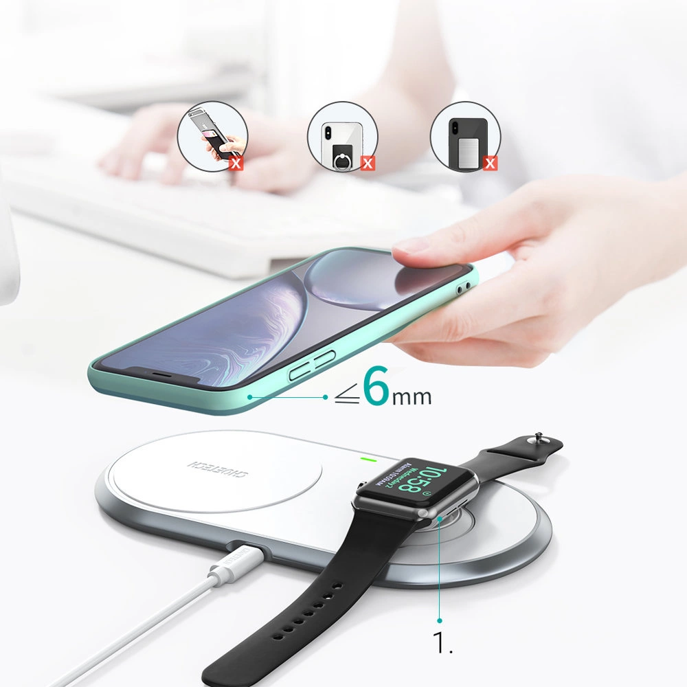 Choetech Qi 2in1 belaidis įkroviklis telefonams / Apple Watch su stoveliu (MFI) USB Type C – baltas (T317) - Image 8