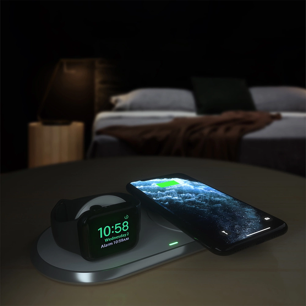 Choetech Qi 2in1 belaidis įkroviklis telefonams / Apple Watch su stoveliu (MFI) USB Type C – baltas (T317) - Image 9