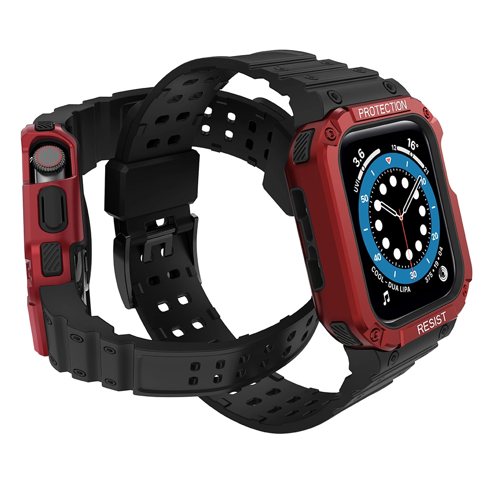 Protect dirželio juosta Apple Watch 38/40/41mm Armored Case – juoda, raudona - Image 3