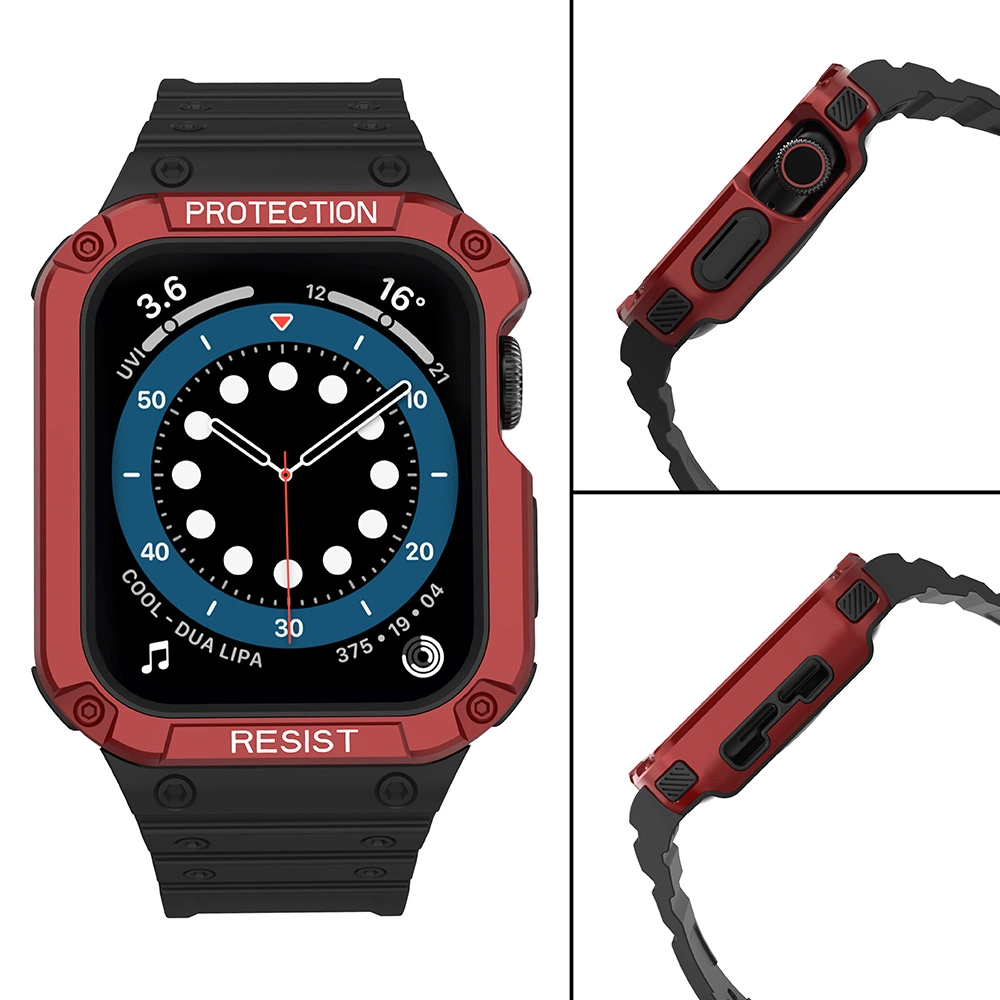 Protect dirželio juosta Apple Watch 38/40/41mm Armored Case – juoda, raudona - Image 4