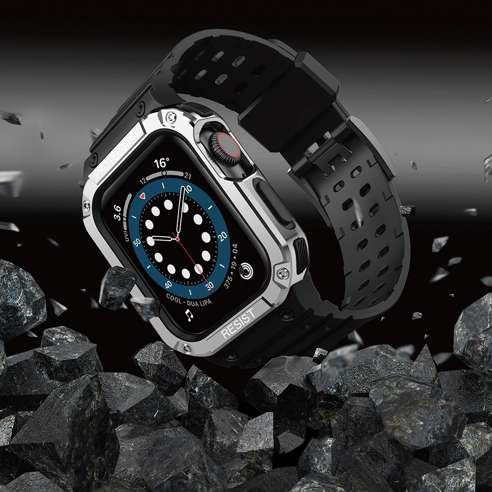 Protect dirželio juosta Apple Watch 38/40/41mm Armored Case – juoda, sidabrinė - Image 6