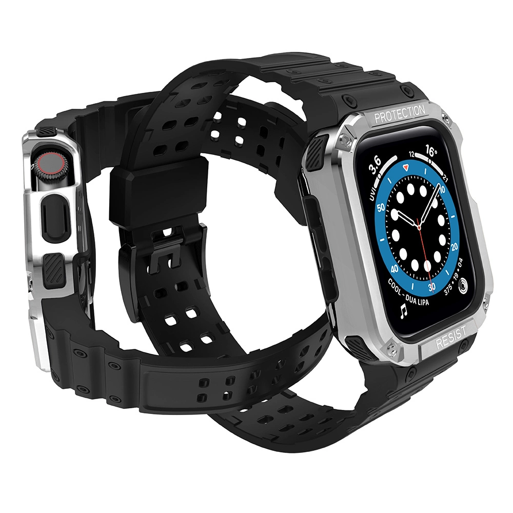 Protect dirželio juosta Apple Watch 38/40/41mm Armored Case – juoda, sidabrinė - Image 3