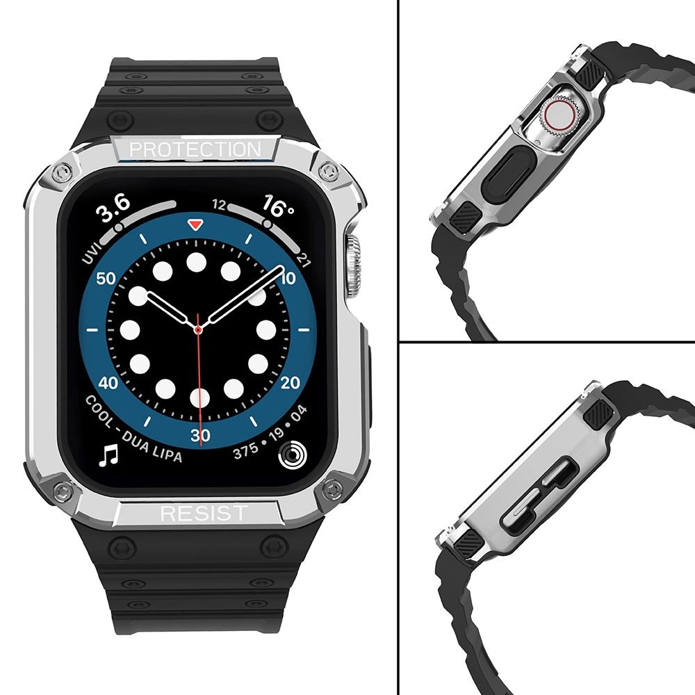 Protect dirželio juosta Apple Watch 38/40/41mm Armored Case – juoda, sidabrinė - Image 4