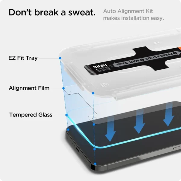 Spigen Glas.tR EZ Fit grūdintas stiklas iPhone 13 / 13 Pro / 14 / 16e - Image 2