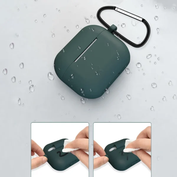 AirPods 3 silikoninis minkštas dėklas su pakabuku omarui tamsiai mėlynas (dėklas D) - Image 5