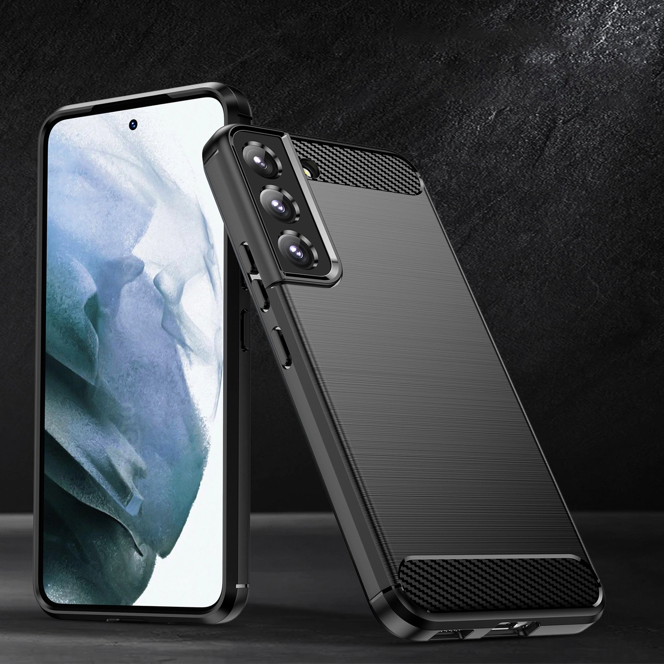 Carbon Case lankstus TPU dėklas Samsung Galaxy S22+ - juodas - Image 7