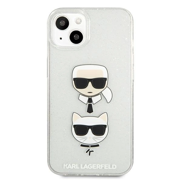 Karl Lagerfeld KLHCP13SKCTUGLS iPhone 13 mini 5,4" sidabrinis kietasis dėklas Glitter Karl's & Choupette - Image 3