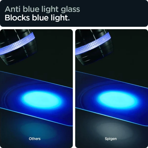 Spigen Glas.tR EZ Fit AntiBlue grūdintas stiklas iPhone 13 / 13 Pro / 14 / 16e - 2 vnt. - Image 3