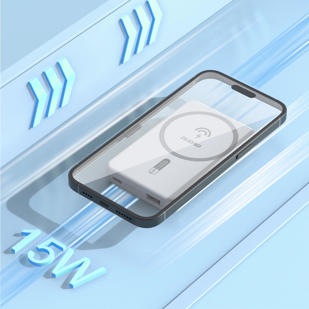 Dudao K14S USB-A / USB-C / MagSafe belaidis powerbank 20W 5000mAh - baltas - Image 3