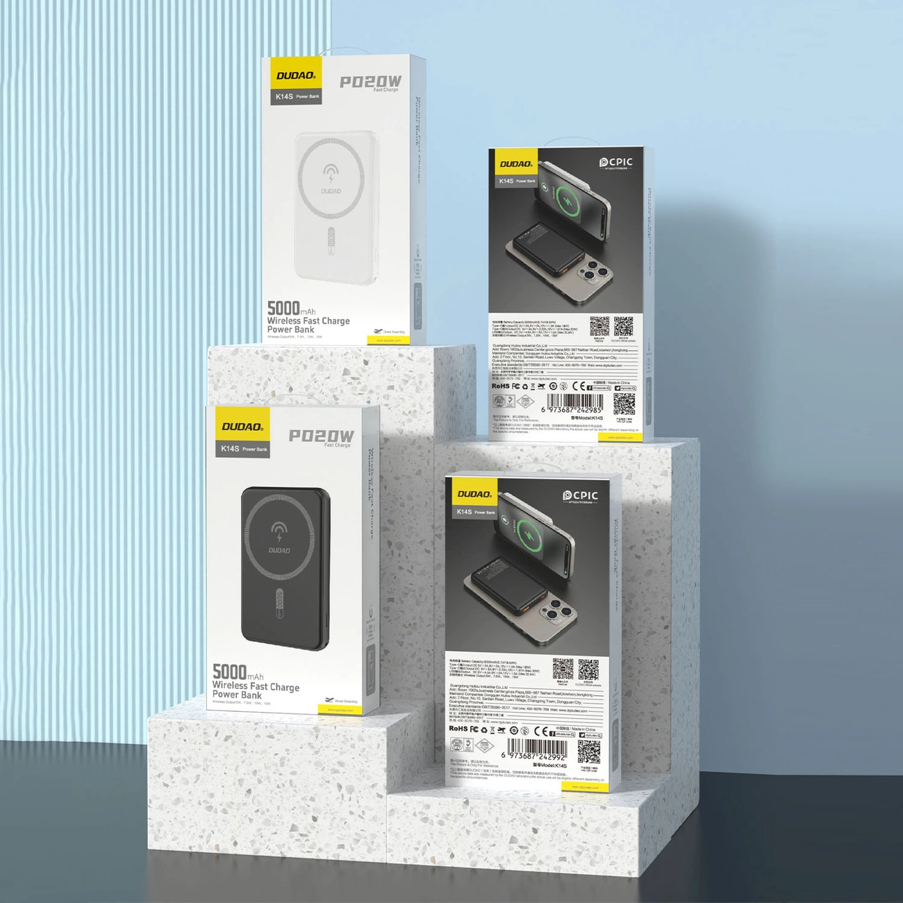 Dudao K14S USB-A / USB-C / MagSafe belaidis powerbank 20W 5000mAh - baltas - Image 6