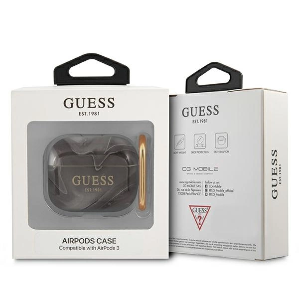 Guess GUA3UNMK dėklas AirPods 3 juoda/juoda Marble Collection - Image 3