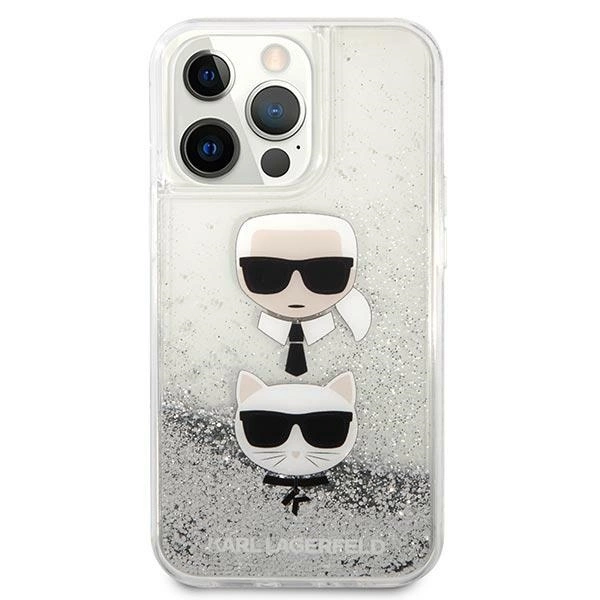 Karl Lagerfeld KLHCP13XKICGLS iPhone 13 Pro Max 6,7" sidabrinis/silver kietasis dėklas Liquid Glitter Karl & Choupette Head - Image 3