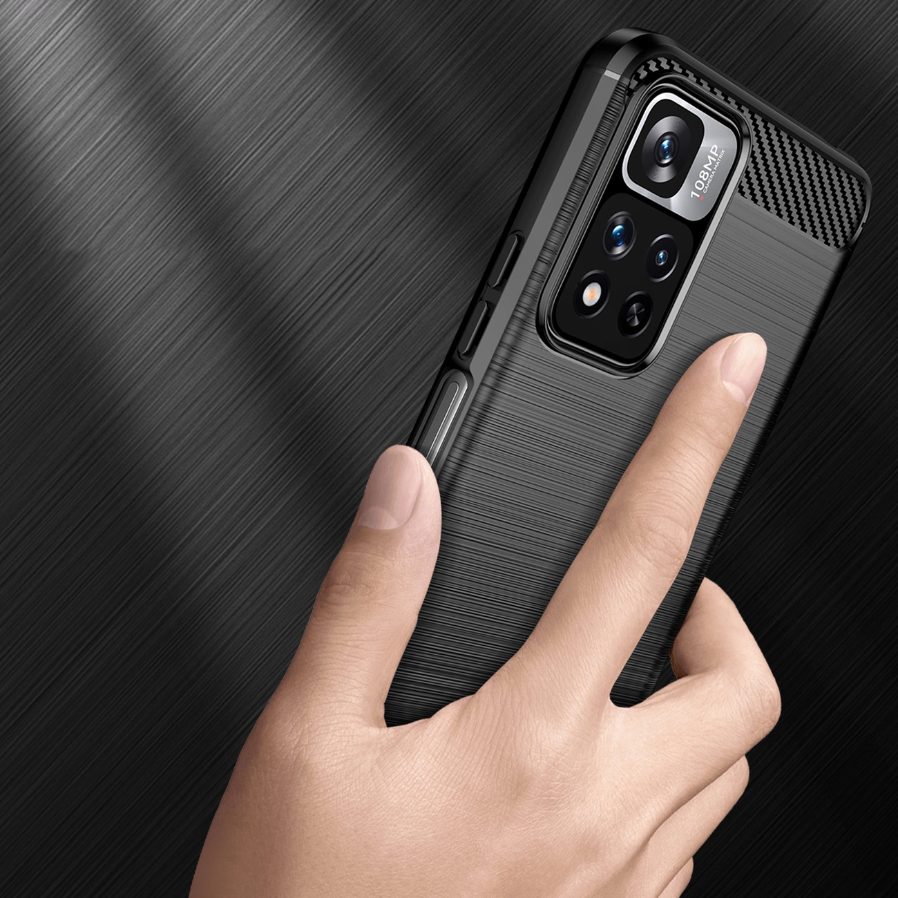 Carbon Case lanksti dėklas Xiaomi Redmi Note 11 Pro+ 5G (China) / 11 Pro 5G (China) / Mi11i HyperCharge / Poco X4 NFC juodas - Image 3