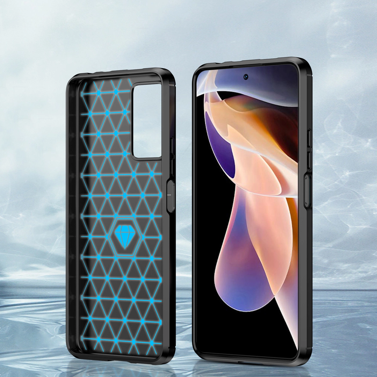 Carbon Case lanksti dėklas Xiaomi Redmi Note 11 Pro+ 5G (China) / 11 Pro 5G (China) / Mi11i HyperCharge / Poco X4 NFC juodas - Image 4