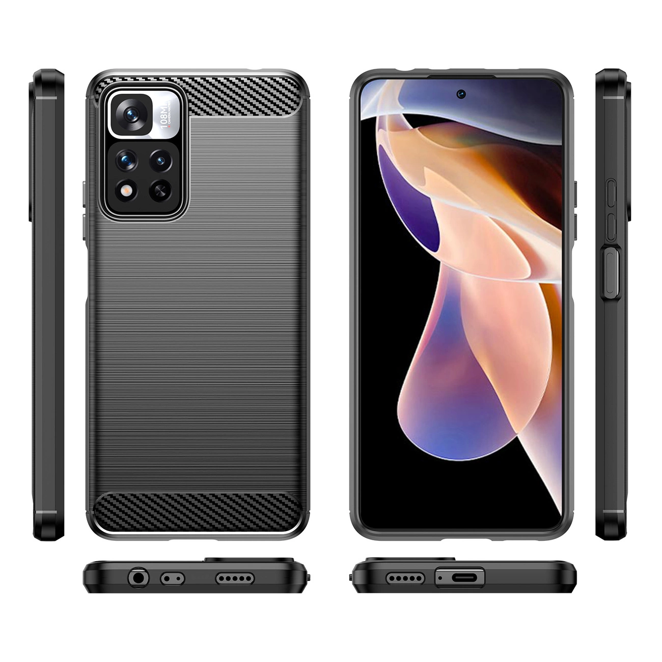Carbon Case lanksti dėklas Xiaomi Redmi Note 11 Pro+ 5G (China) / 11 Pro 5G (China) / Mi11i HyperCharge / Poco X4 NFC juodas - Image 8