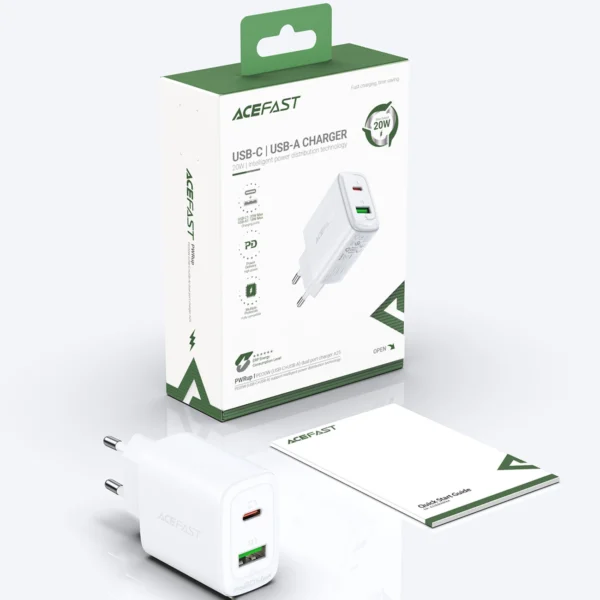 Acefast sieninis įkroviklis USB Type-C / USB 20W, PPS, PD, QC 3.0, AFC, FCP baltas (A25 white) - Image 14