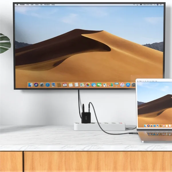 Acefast 2in1 įkroviklis GaN 65W USB Type-C / USB, HDMI adapteris 4K 60Hz (rinkinys su kabeliu) juodas (A17 black) - Image 4
