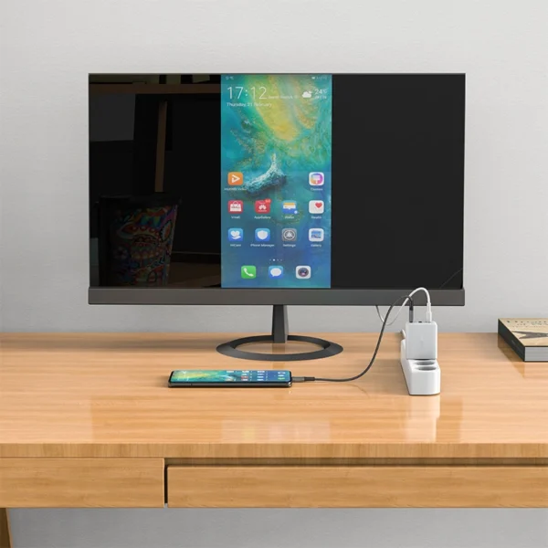 Acefast 2in1 įkroviklis GaN 65W USB Type-C / USB, HDMI adapteris 4K 60Hz (rinkinys su kabeliu) baltas (A17 white) - Image 3