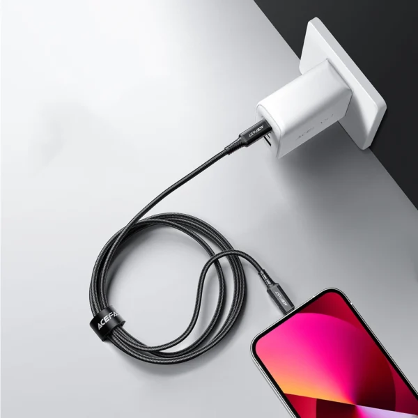 Acefast C4-01 Lightning - USB-C PD kabelis 30W 3A 480Mb/s 1,8 m - juodas - Image 11