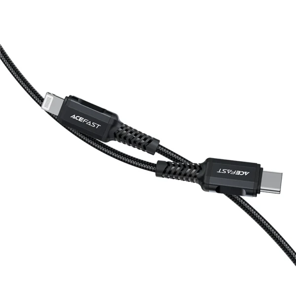 Acefast C4-01 Lightning - USB-C PD kabelis 30W 3A 480Mb/s 1,8 m - juodas - Image 2