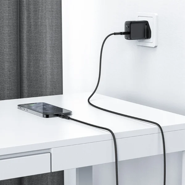 Acefast C4-01 Lightning - USB-C PD kabelis 30W 3A 480Mb/s 1,8 m - juodas - Image 6