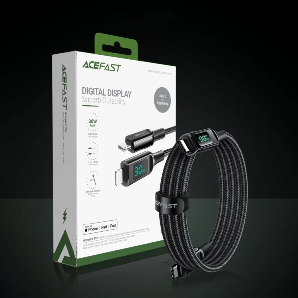 Acefast C6-03 juodas USB-C - USB-C PD QC kabelis 100W 5A 480Mb/s 2 m - juodas - Image 11