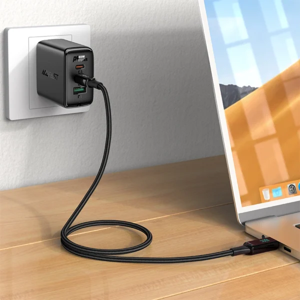 Acefast C6-03 juodas USB-C - USB-C PD QC kabelis 100W 5A 480Mb/s 2 m - juodas - Image 4