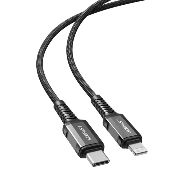 Acefast C1-01 Lightning - USB-C MFi PD kabelis 30W 3A 480Mb/s 1,2 m - juodas - Image 2