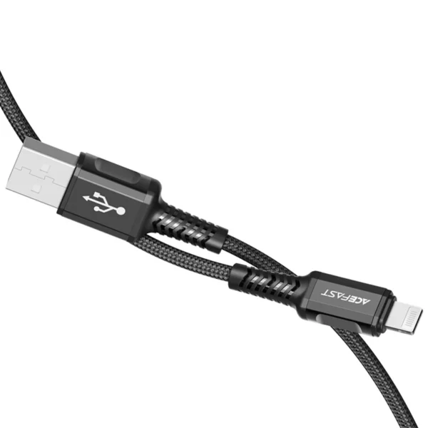 Acefast kabelis MFI USB - Lightning 1,2 m, 2,4A juodas (C1-02 black) - Image 3