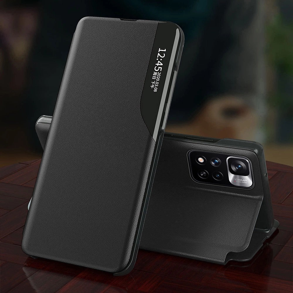 Eco Leather View Case elegantiškas dėklas su atverčiamu dangteliu ir stovėjimo funkcija Xiaomi Redmi Note 11 Pro+ 5G (China) / 11 Pro 5G (China) / Mi11i HyperCharge / Poco X4 NFC 5G juodas - Image 10