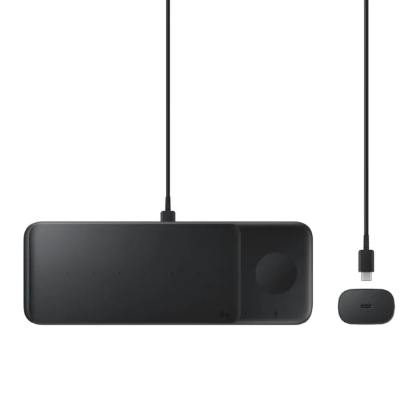 Samsung Trio EP-P6300TBEGEU 3in1 indukcinis įkroviklis telefonui / Galaxy Watch / Buds – juodas + maitinimo blokas + laidas - Image 8