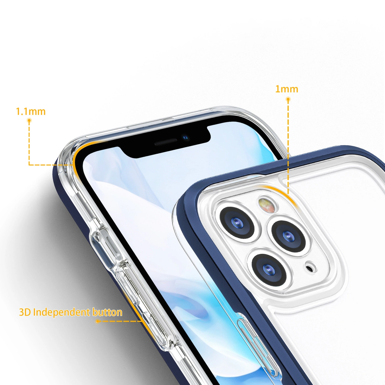 Skaidrus 3in1 dėklas iPhone 11 Pro Max su rėmeliu – mėlynas - Image 4