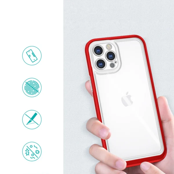 Skaidrus 3in1 dėklas iPhone 12 Pro su raudonu rėmeliu – gelis - Image 2