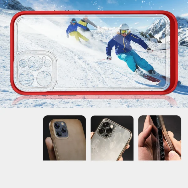 Skaidrus 3in1 dėklas iPhone 12 Pro su raudonu rėmeliu – gelis - Image 3